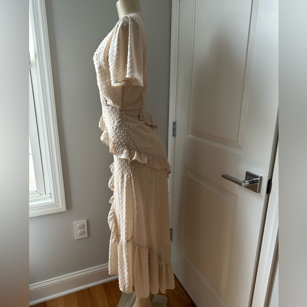 Lulu's Cream Ruffle Midi Dress - Picture 4 of 5